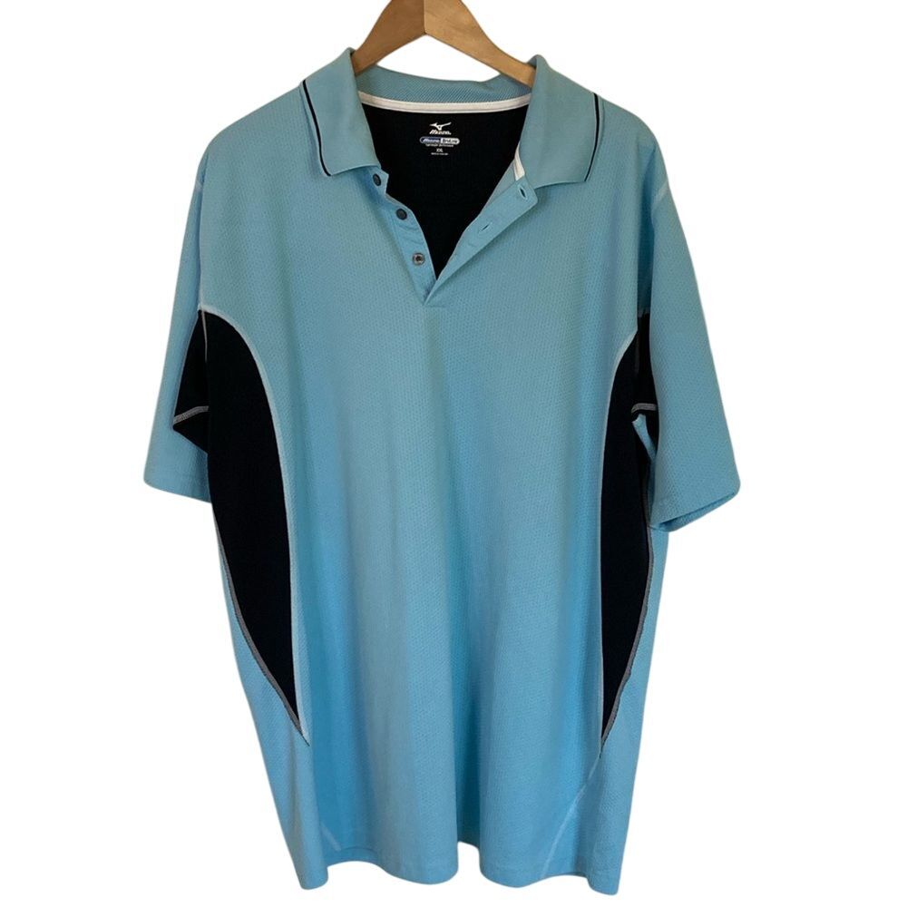 Mizuno Mens Dry‎ Lite Performance Polo Shirt Size XXL Blue Short Sleeve